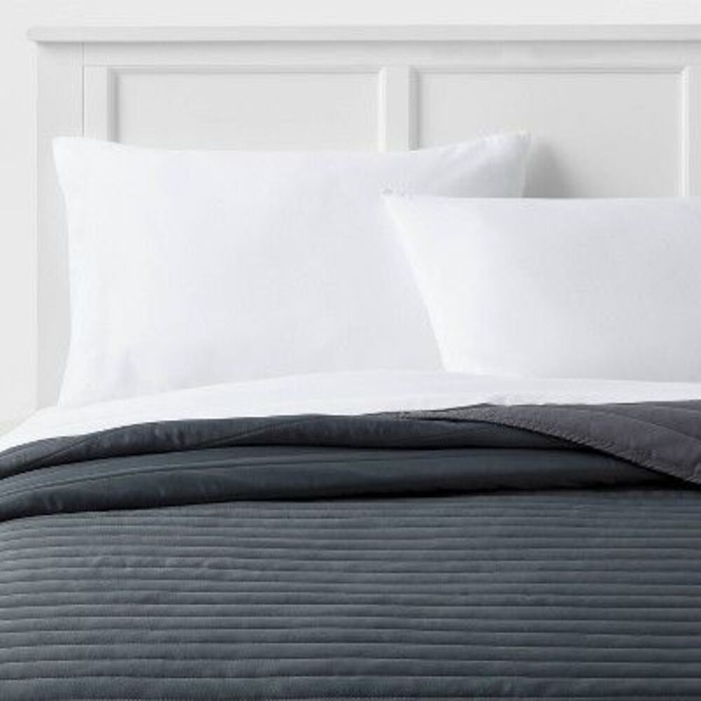 Open Box - Room Essentials -  Sateen Quilt Satin Soft Gray